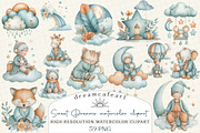 Sweet Dreams watercolor clipart, an Illustration by DreamCafeArt (Thumbnail 1 of 6)