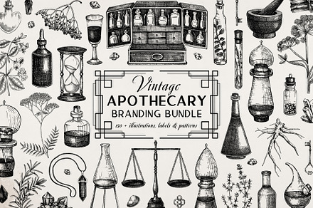 Vintage Apothecary Branding Bundle, a Healthcare Illustration by Yevheniia