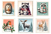 Winter postage stamps, a Seasonal Illustration by AnetArtStore (Thumbnail 5 of 7)
