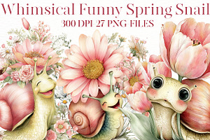 Whimsical Funny Spring Snail Clipart, an Illustration by Designworld