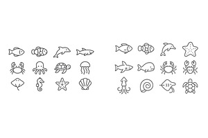 Ocean creatures illustrated with, an Animal Illustration by ZinetroN