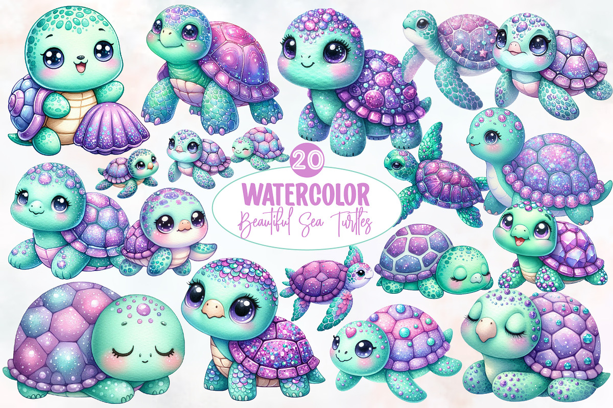 Beautiful Sea Turtles PNG Bundle, an Illustration by Designworld (Photo 1 of 5)