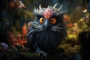Owl in the jungle. 3D render. Fantas, a Photo by Iftikhar Alam