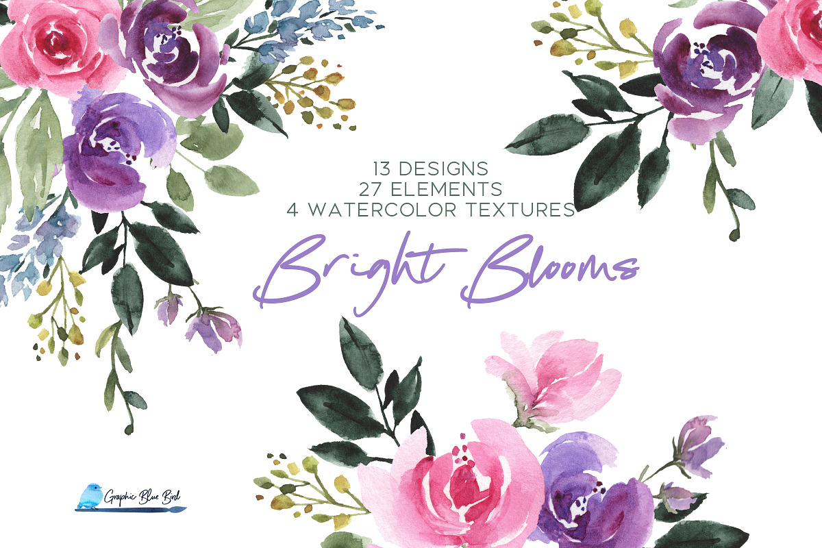 Bright Pink and Purple Florals, a Texture Illustration by Graphic Blue Bird (Photo 1 of 7)