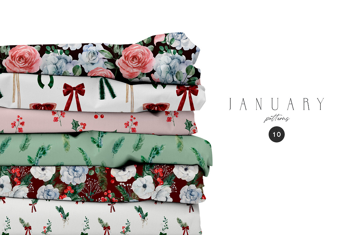 JANUARY Watercolor Winter Set, a Seasonal Illustration by Kaleriia (Photo 8 of 15)