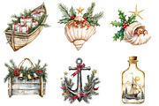 Merry Maritime Christmas Clipart, a Seasonal Illustration by CitraGraphics (Thumbnail 5 of 9)