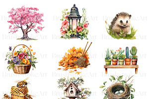 Watercolor Garden Clipart Flower PNG