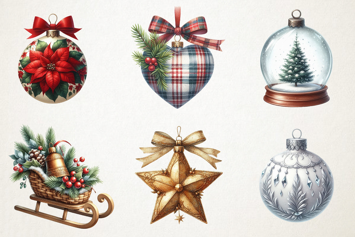Christmas Ornaments Clipart, an Illustration by RobertsArt (Photo 4 of 7)