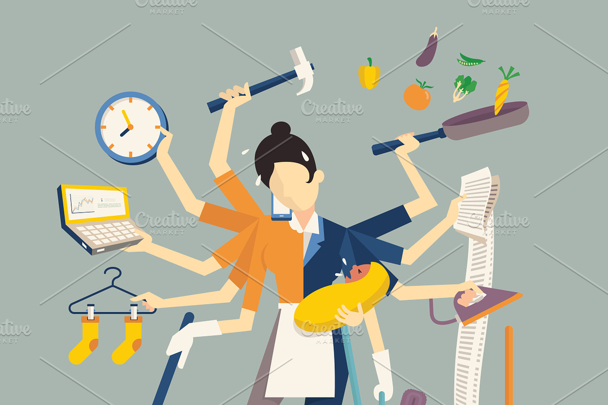 Very busy housewife, a Technology Illustration by Smiley Creative (Photo 2 of 2)
