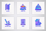 Winter | 16 Thin Line Icons Set, an Outline Icon by Alex Blogoodf (Thumbnail 5 of 9)