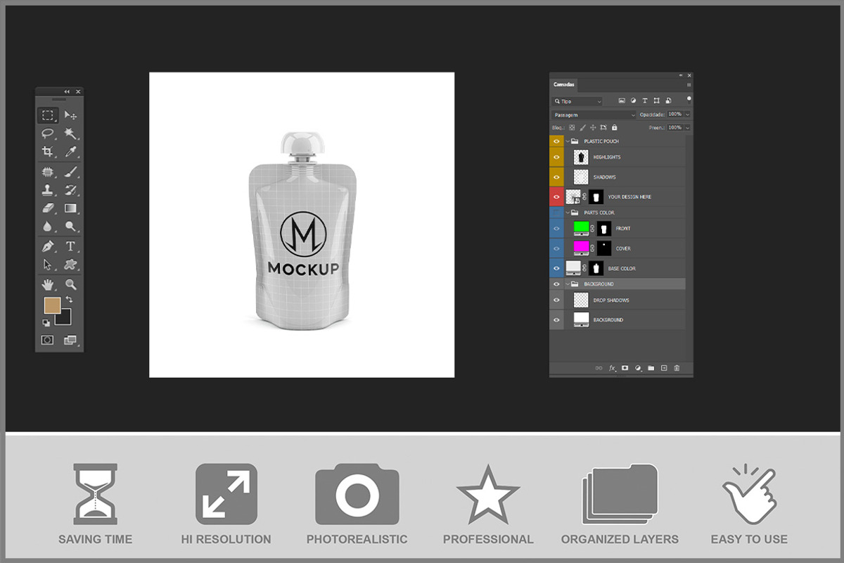 Plastic Pouch Mockup Spouted Glo PSD, a Product Mockup by Bruno's Shop (Photo 2 of 3)