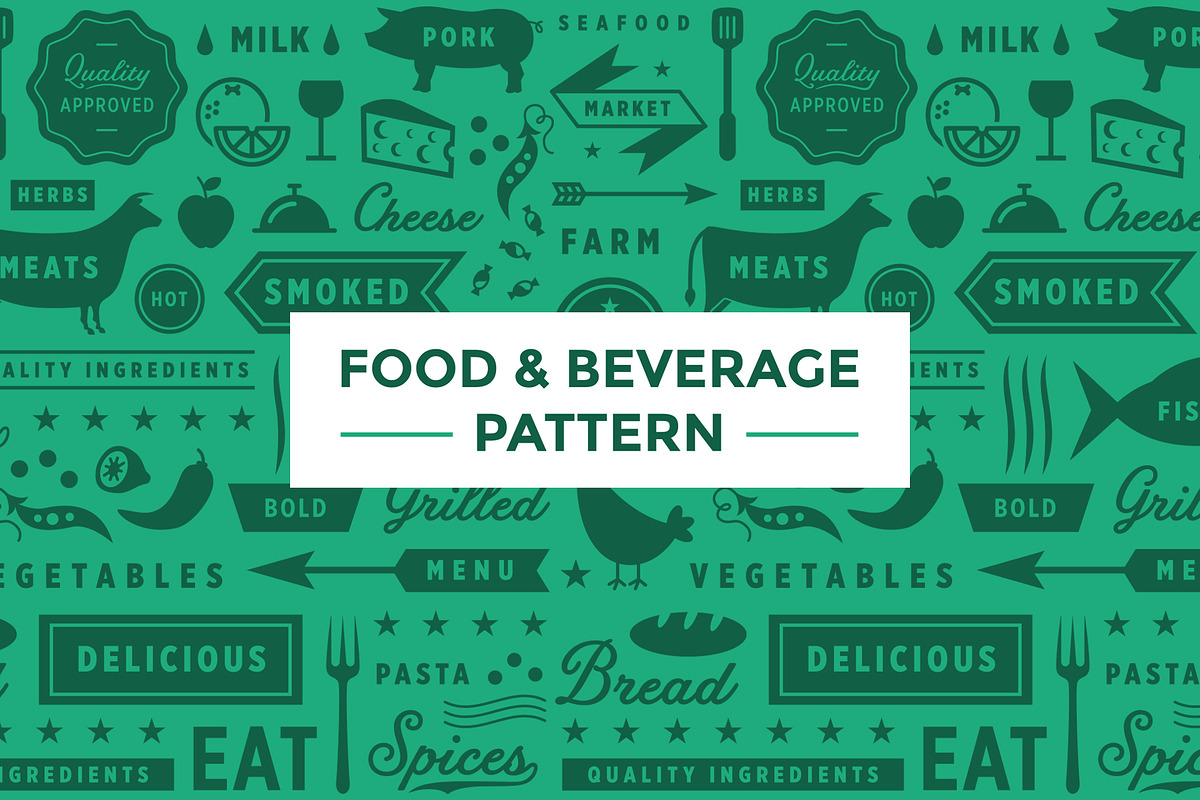 Food & Beverage Pattern, a Food Illustration by Steve Wolf Designs (Photo 1 of 3)
