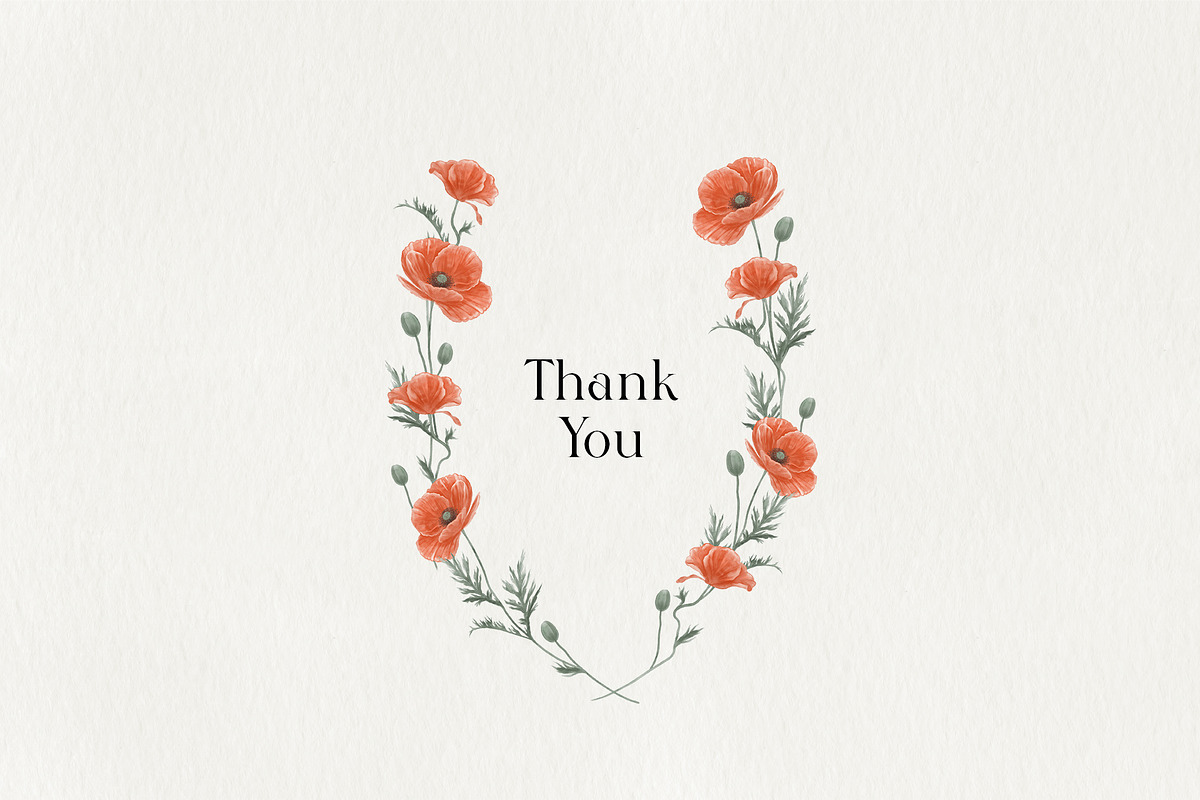 Poppies Watercolor Wedding Set preview 5