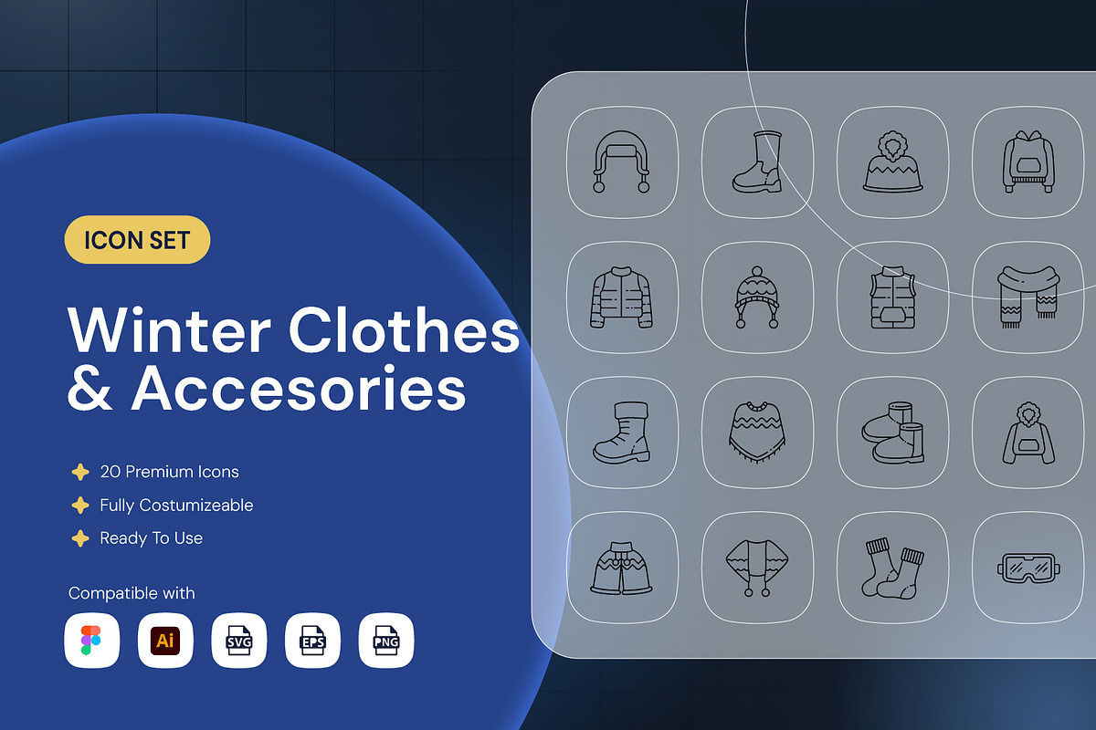 Winter Clothes & Accessories Icon, an Outline Icon by Nathaya Studio (Photo 1 of 2)