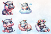 Adorable Baby Hippo Clipart, a Seasonal Illustration by Rose Art (Thumbnail 3 of 6)