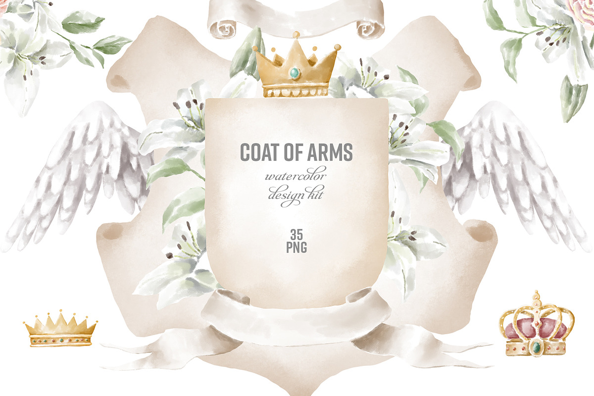 Coat of arms design kit, an Illustration by TheCuteShop (Photo 1 of 6)