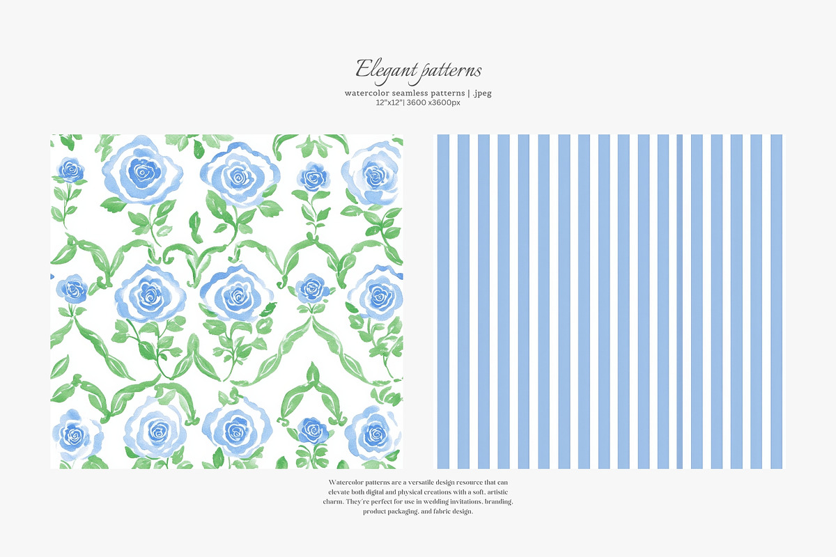 watercolor patterns floral toile, a Pattern Graphic by Patishop Art (Photo 8 of 9)