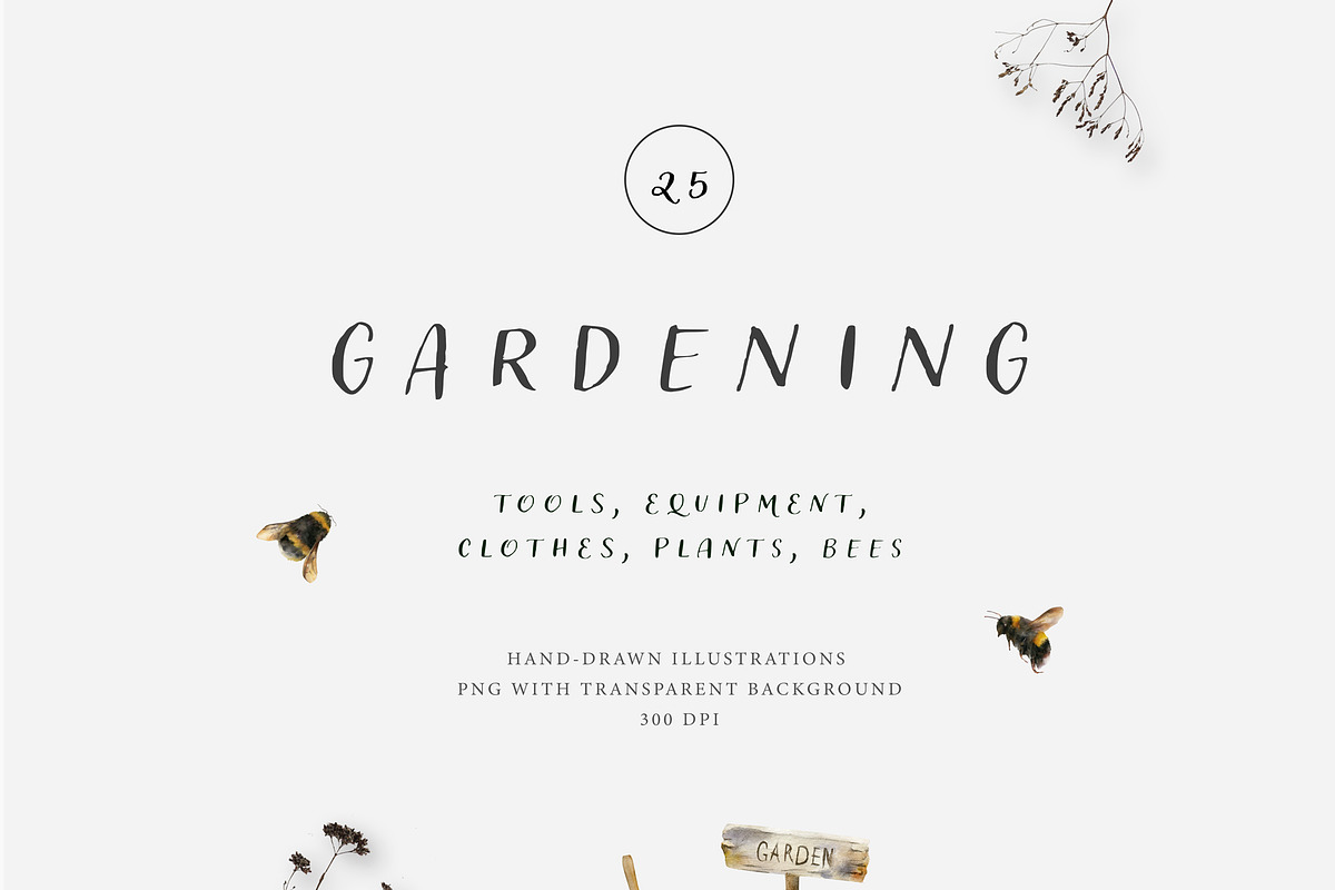 Gardening tools watercolor set, an Object Illustration by Diana Askarova Art (Photo 3 of 6)