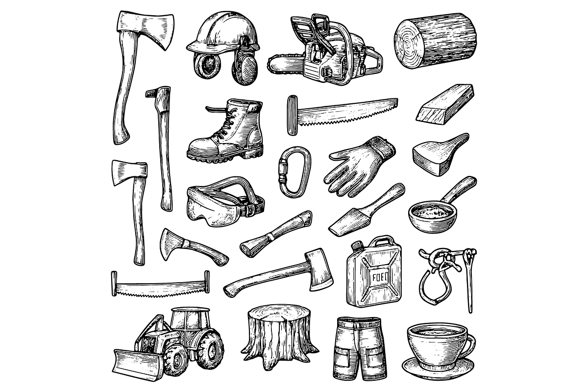 Lumberjack Tools Pack, an Object Graphic by RT Studio