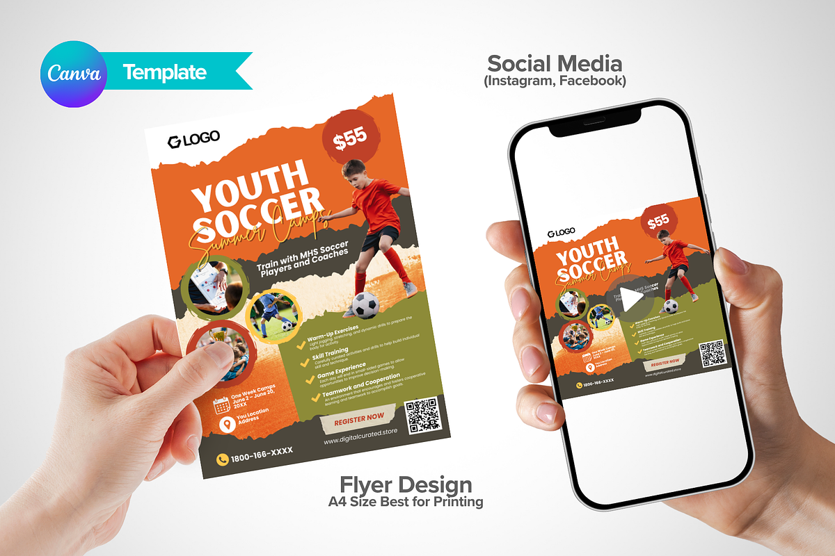 Canva Soccer Summer Camp Flyer, a Flyer Template by antyalias store (Photo 1 of 5)