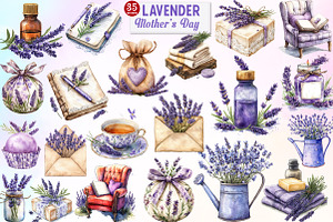 Lavender Mother’s Day Clipart, an Illustration by Watercolor design