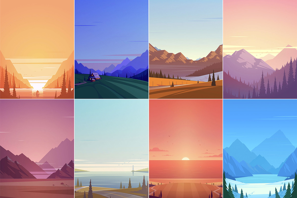 Vector Nature Landscapes, an Illustration by Darumo Shop (Photo 2 of 6)