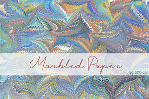 Hand Marbled Paper "Jasper Feathers"