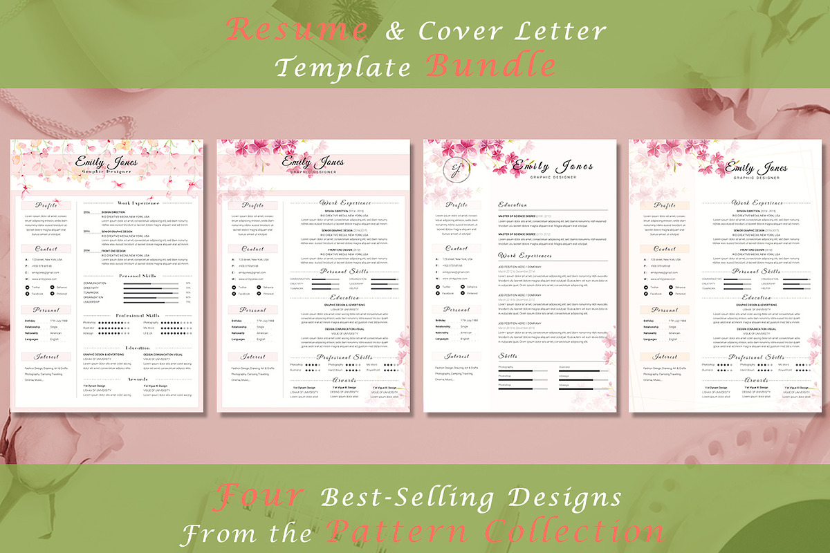 Resume CV Bundle Flower Collection, a Resume Template by Showy68 Template (Photo 2 of 7)