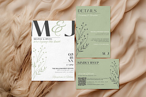 Modern Sage Green Wedding Invitation