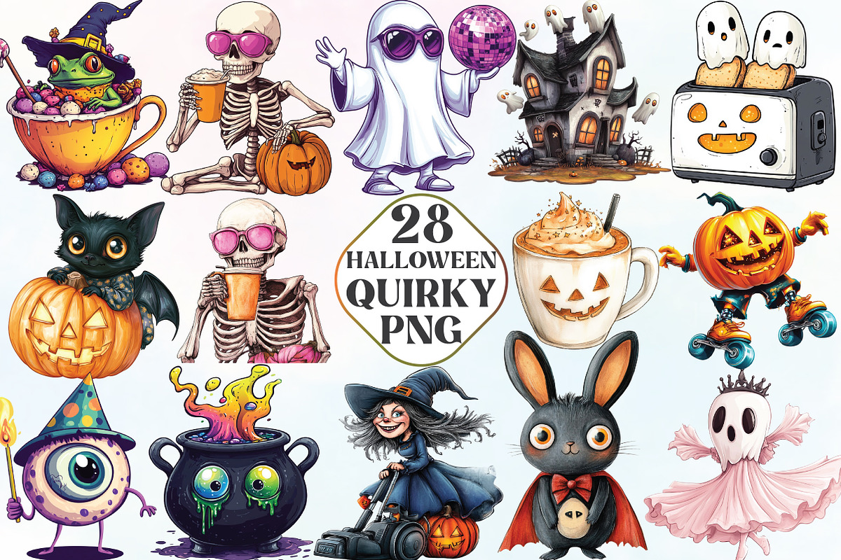 Quirky Halloween Sublimation Clipart, an Illustration by CraftArtStudio (Photo 1 of 6)