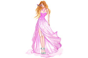 Watercolor Barbie Pink princess, a Person Illustration by tranyenhanu (Thumbnail 1 of 3)