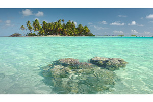 Turquoise lagoon surrounding coral, a Nature Photo by Goinyk