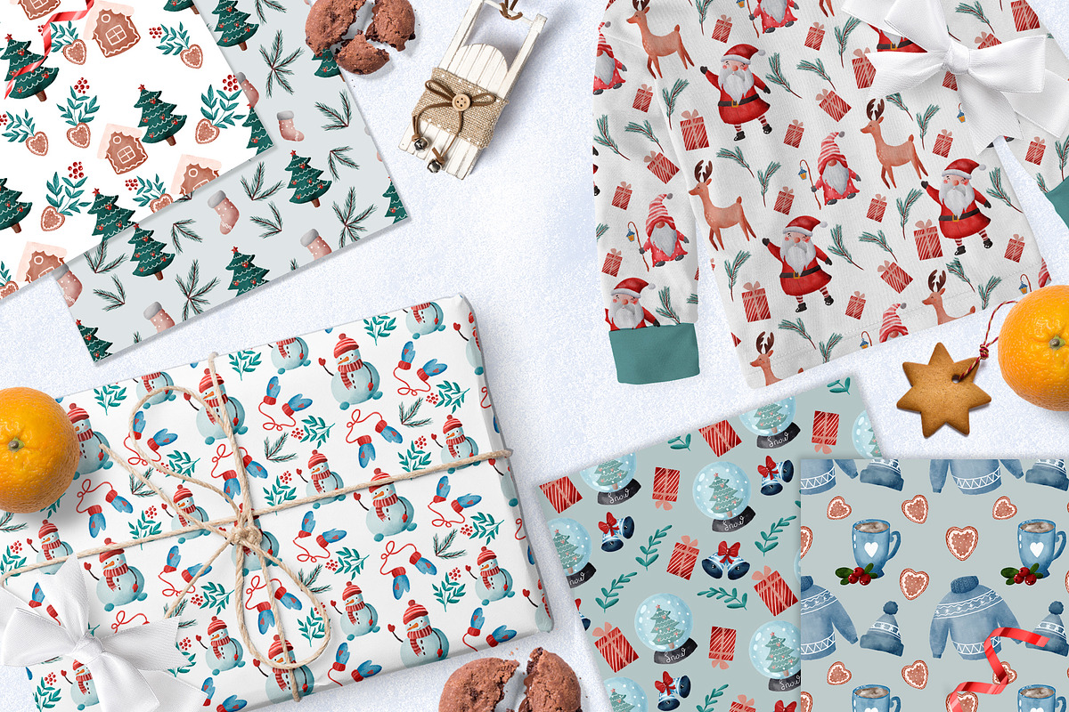 Merry Christmas clipart & pattern, an Illustration by SleptArt (Photo 4 of 4)