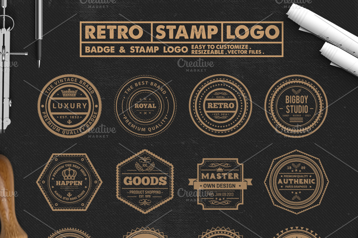 Retro Badge & Stamp Logo, a Branding & Logo Template by The Craftsman (Photo 3 of 12)