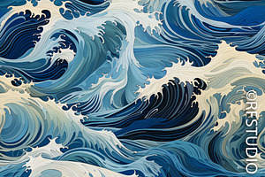 Mighty Sea Waves. Seamless Bundle 2