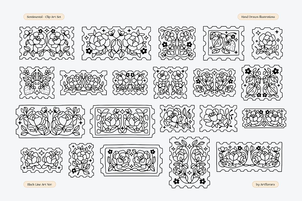SENTIMENTAL Hand Drawn Whimsy Floral, an Object Graphic by Artflorara (Photo 10 of 12)