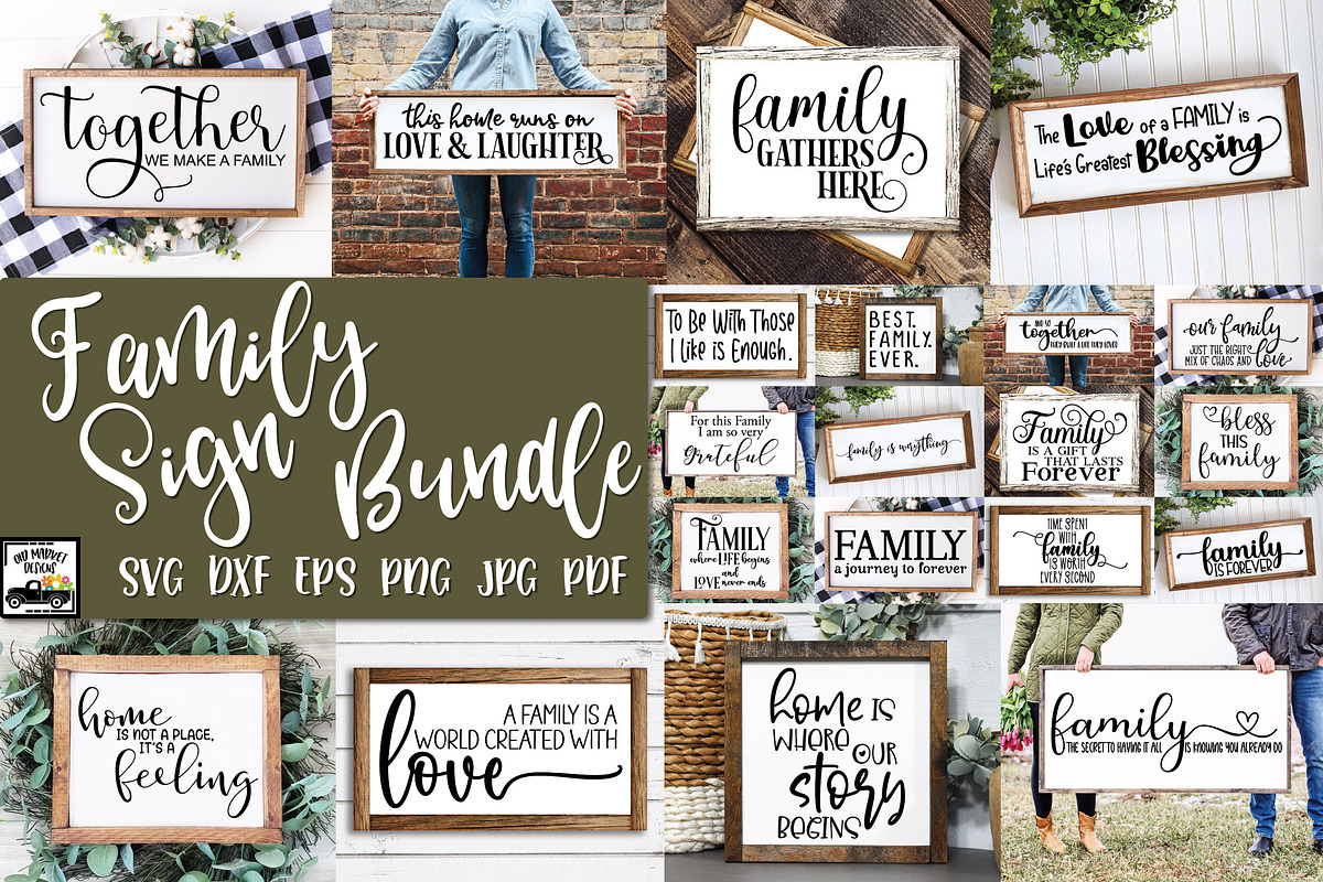 Family Sign Bundle - Farmhouse Signs, a Decorative Illustration by OldMarket Designs (Photo 1 of 11)