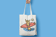 shaka hand and surfboard in the sea, a Sport Illustration by gunaonedesign (Thumbnail 3 of 3)