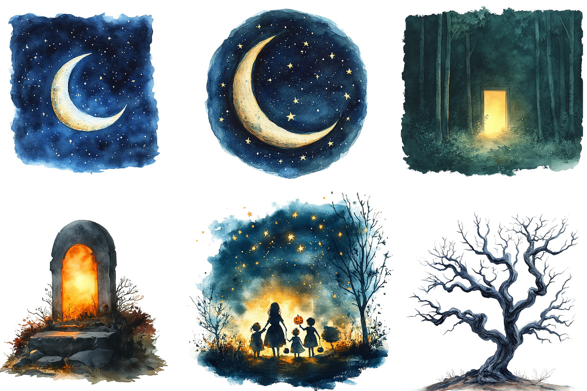 Halloween Night Clipart, a Work Illustration by cherrydesign (Photo 2 of 3)