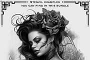 Gothic Girls tattoo flash bundle, a Brush Add-On by ProcreateInk (Thumbnail 8 of 11)