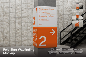 Pole Sign Wayfinding Mockup