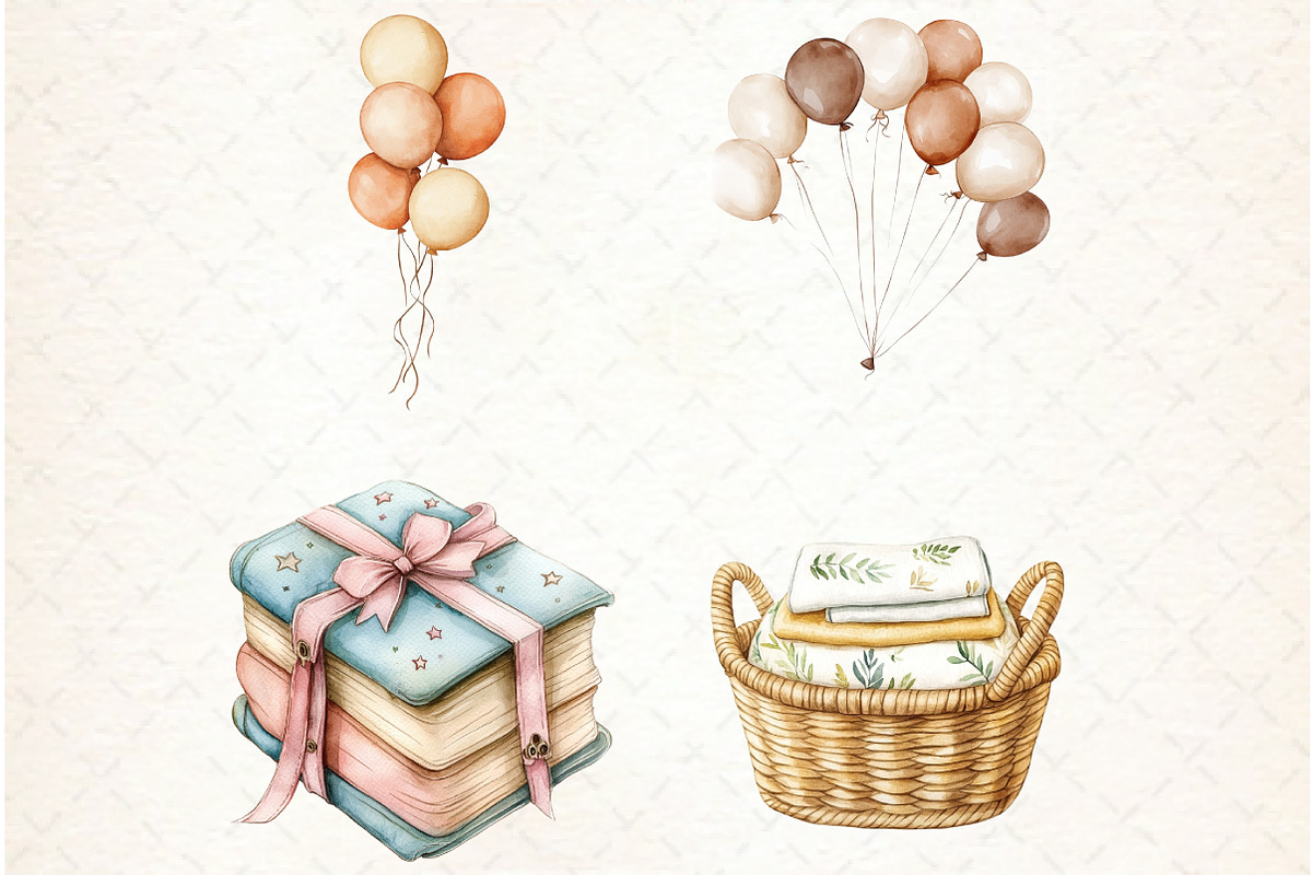 Baby Shower Clipart,Boho Nursery Cli, an Illustration by Libby Wishes (Photo 2 of 6)