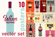 Wine grunge vector poster set., a Food Illustration by PoPaShop (Thumbnail 1 of 11)