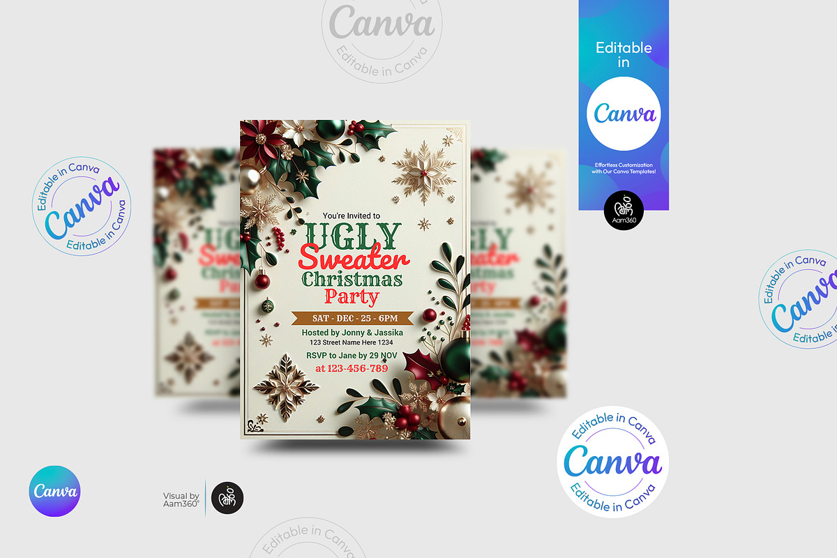 Christmas Ugly Sweater Flyer, a Flyer Template by Aam360