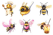 Kawaii Honey Bee Clipart Bundle, an Illustration by Daily.Designs (Thumbnail 3 of 5)
