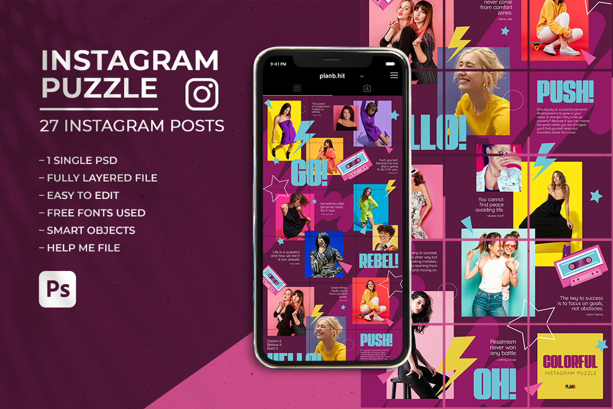 Colorful - Instagram Puzzle Feed, a Social Media Template by Plan B (Photo 1 of 6)