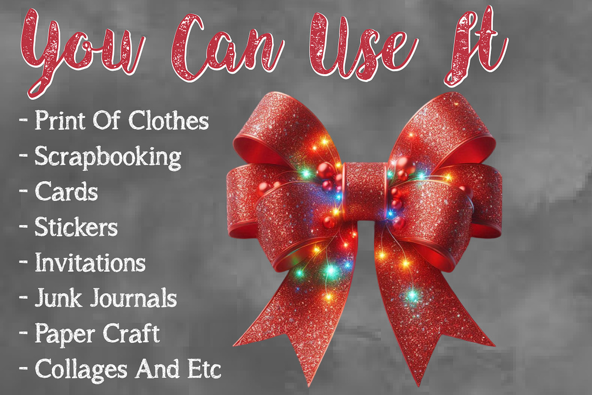 Christmas Bow Sublimation Clipart, a Seasonal Illustration by Craft Nest (Photo 5 of 5)