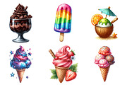 Ice Cream Watercolor Clipart, an Illustration by SinaCreation (Thumbnail 3 of 5)