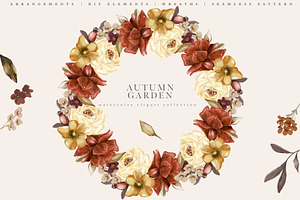 Autumn Garden Watercolor Florals