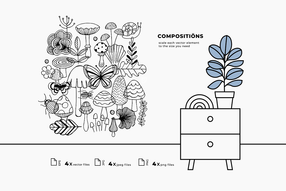 Mushroom illustrations, an Illustration by adehoidar (Photo 5 of 8)